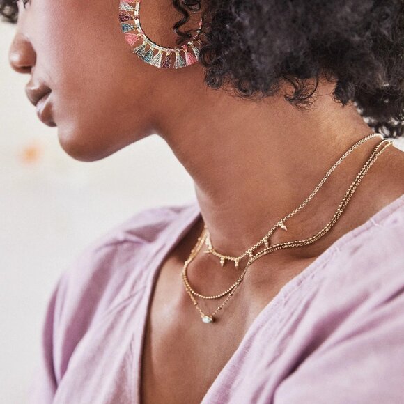 Kendra Scott - Emilie Gold Multi Strand Necklace in Iridescent Drusy New - Picture 2 of 4